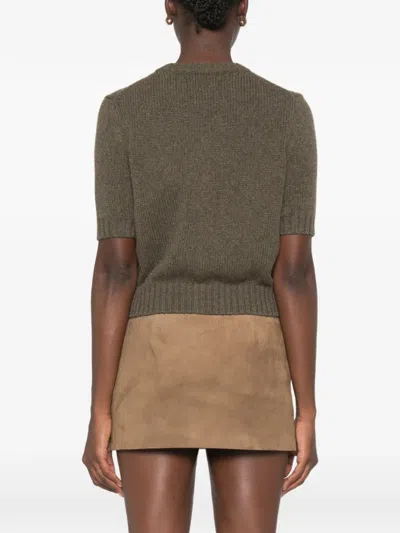 Khaite Womens Artichoke Nora Short-sleeve Knitted Cashmere Cardigan In Brown