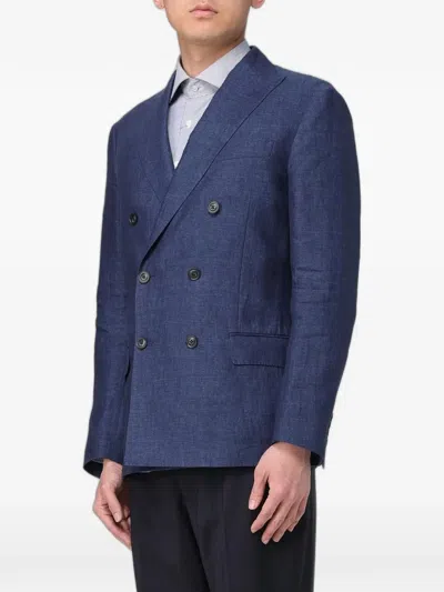 Fay Double-breasted Blazer In Blue