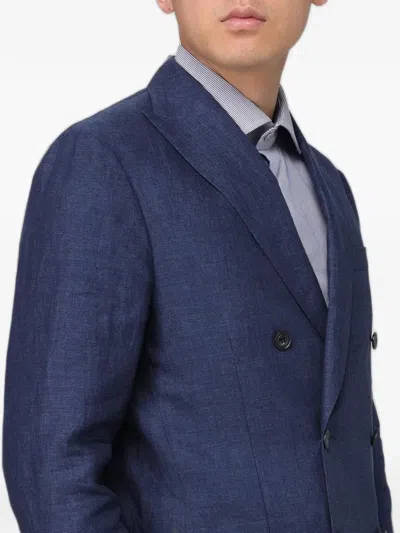 Fay Double-breasted Blazer In Blue