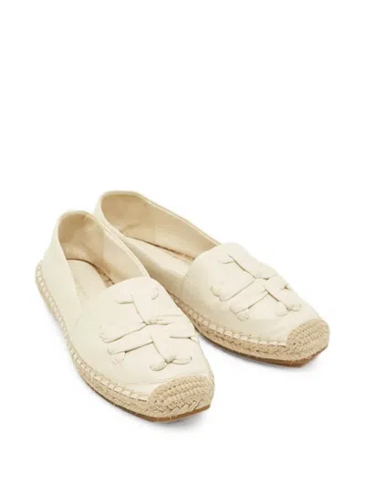 Pre-owned Tory Burch Ines Leather Espadrilles In Neutral