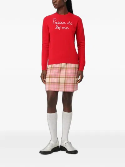 Mc2 Saint Barth Embroidered Crew-neck Sweater In Red