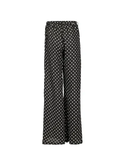 Hannes Roether Polka Dot-print Drawstring Trousers In Black