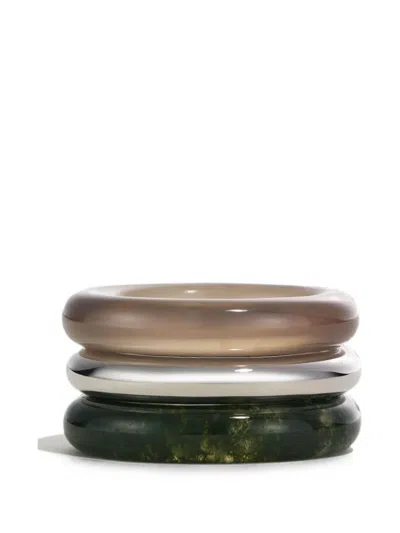 By Pariah Stack Trilogy Agate Rings (set Ot Three) In Multi