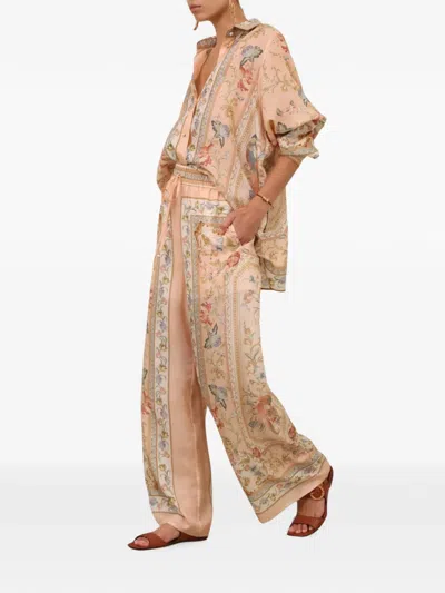 Zimmermann Womens Pink Tapestry Floral Roselight Printed Silk Shirt In Pink