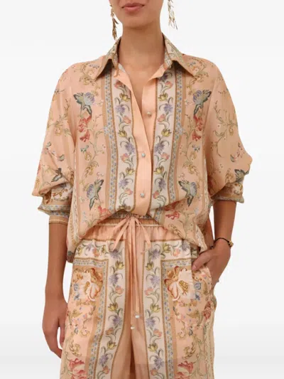 Zimmermann Womens Pink Tapestry Floral Roselight Printed Silk Shirt In Pink