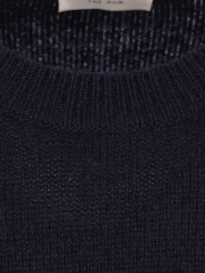 The Row Dark Navy Solid Sweater In Blue