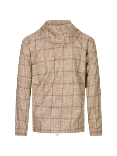 Kiton Check Zip-up Jacket In Neutral