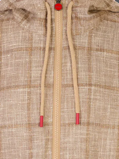 Kiton Check Zip-up Jacket In Neutral
