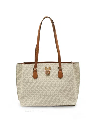 Pre-owned Michael Michael Kors Ruby Logo-print Tote Bag In Neutral