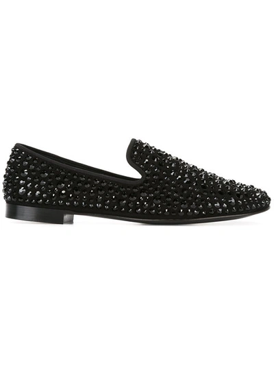 Giuseppe Zanotti Marvin Crystal Slippers In Black