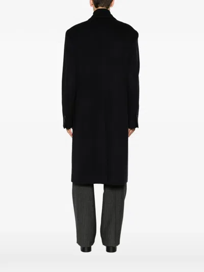 Lardini Double-breasted Coat In Black