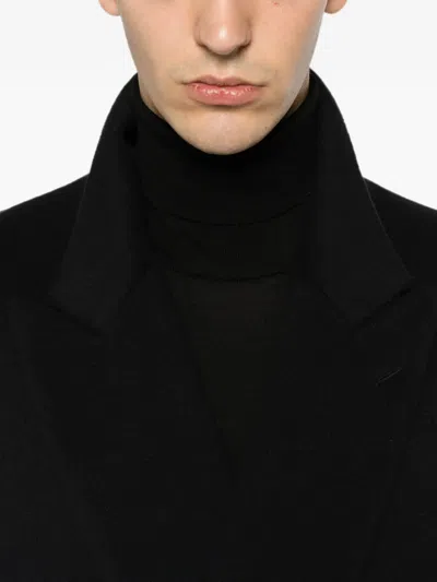 Lardini Double-breasted Coat In Black
