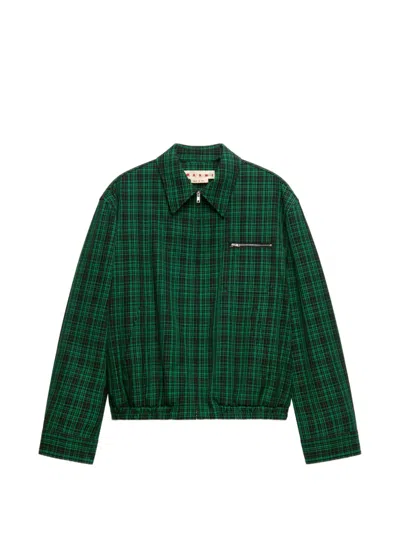 Marni Checked Wool-gabardine Jacket In Multi
