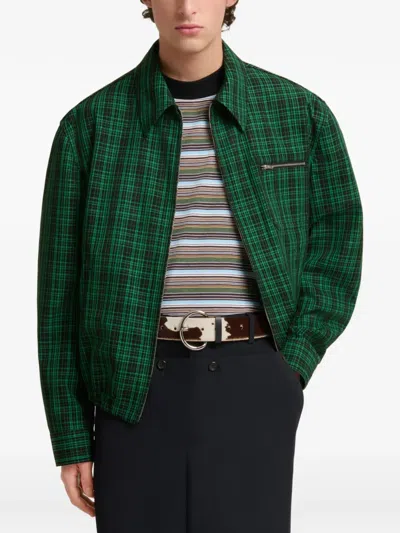 Marni Checked Wool-gabardine Jacket In Multi