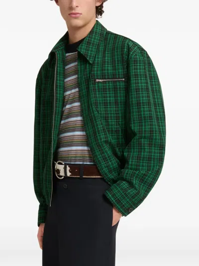 Marni Checked Wool-gabardine Jacket In Multi