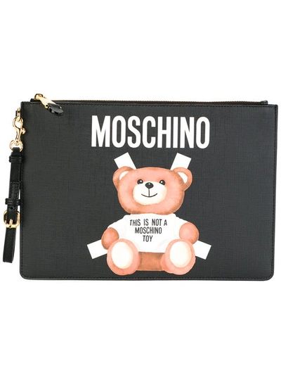 Moschino Toy Bear Paper Cut Out Clutch In Black