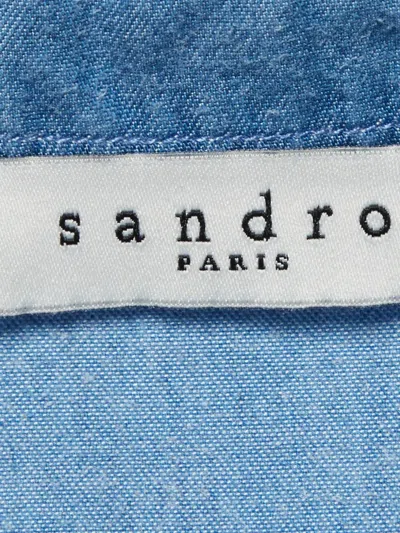 Pre-owned Sandro Printed Chambray Shirt In Black