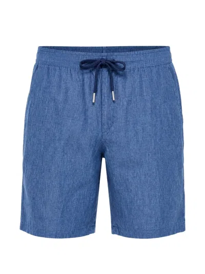 Patrick Assaraf Drawstring Linen Deck Shorts In Blue