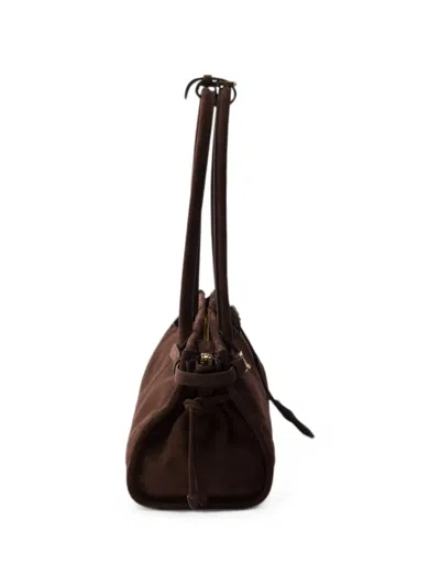 Prada Suede Shoulder Handbag With Adjustable Strap In Brown