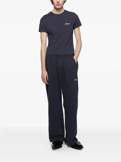 Acne Studios Logo-embroidered T-shirt In Blue