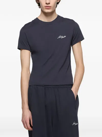 Acne Studios Logo-embroidered T-shirt In Blue