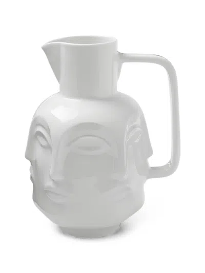 Jonathan Adler Face-embossed Pitcher In White