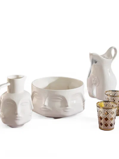 Jonathan Adler Face-embossed Pitcher In White