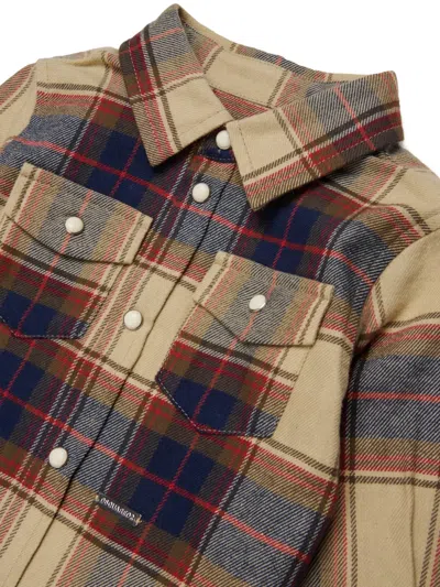 Dsquared2 Check-pattern Logo-plaque Shirt In Multi
