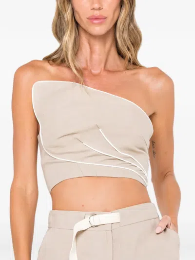 Jbq Leaf Strapless Top In Safari In Neutral