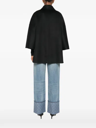 Max Mara Double-breasted Cape Coat In Black