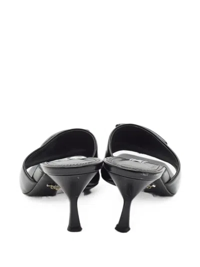 Pre-owned Prada Triangle Logo Sandals In Black