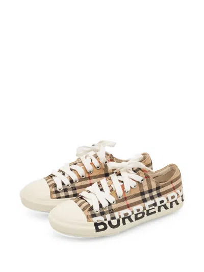 Pre-owned Burberry Check-pattern Sneakers In Neutral