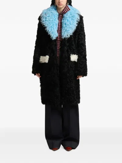 Marni Gitana Shearling Single-breasted Coat In Black