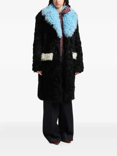Marni Gitana Shearling Single-breasted Coat In Black