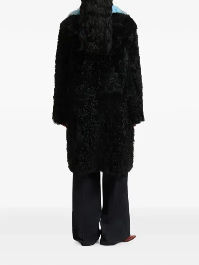 Marni Gitana Shearling Single-breasted Coat In Black