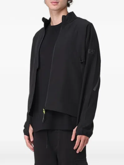 Ea7 Logo-print Packable Jacket In Blue