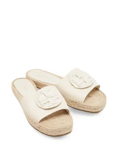 Pre-owned Tory Burch Double-t Flat Espadrilles In Neutral