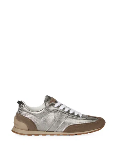 Brunello Cucinelli Monili Pull-tab Crinkle-effect Leather Low-top Sneakers In Multi