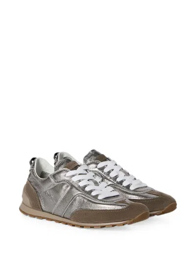 Brunello Cucinelli Monili Pull-tab Crinkle-effect Leather Low-top Sneakers In Multi