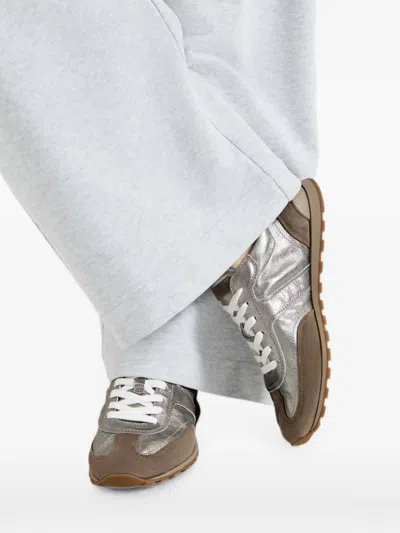 Brunello Cucinelli Monili Pull-tab Crinkle-effect Leather Low-top Sneakers In Multi