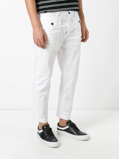 Shop Dsquared2 - Tapered Cargo Trousers  In White