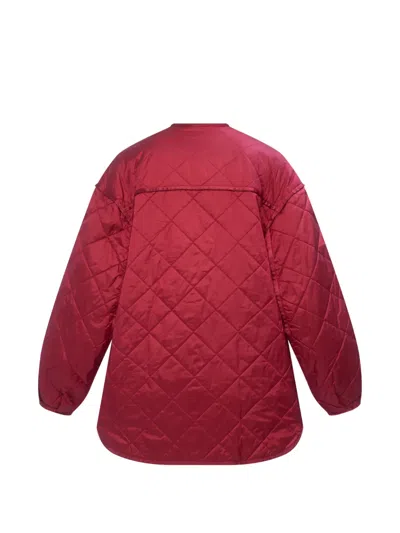 Max Mara Quilted Collarless Coat In Red