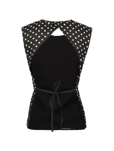 Hannes Roether Polka-dot Open-back Top In Black