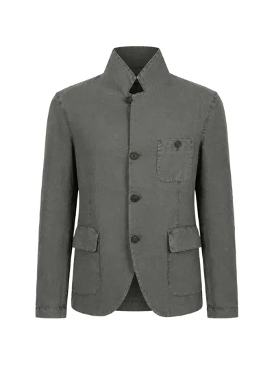Hannes Roether Single-breasted Blazer In Gray