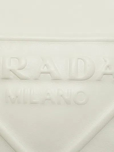 Pre-owned Prada Triangle Shoulder Bag In White