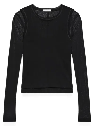 Helmut Lang Mesh-panel T-shirt In Black