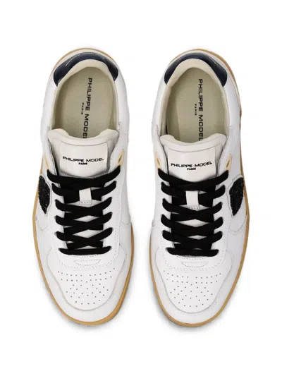 Philippe Model Glitter-patchwork Leather Sneakers In White
