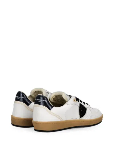 Philippe Model Glitter-patchwork Leather Sneakers In White
