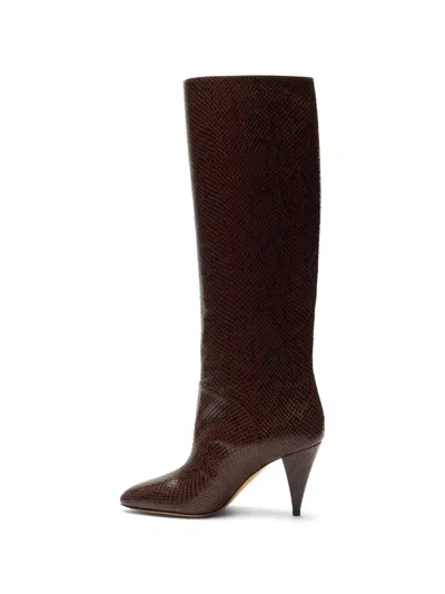 Casadei Venus Basilisco Python-print Boots In Brown
