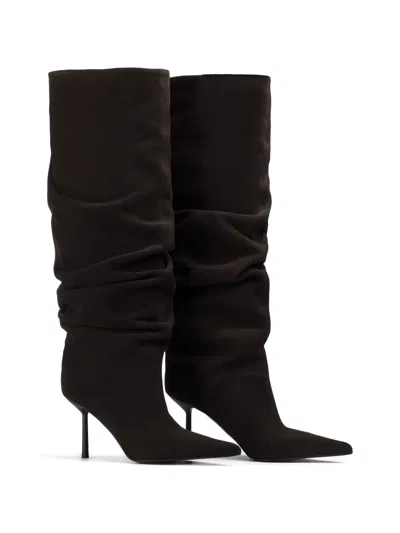 Le Silla Mid-calf Slouchy Boots With Pointed Toe And Stiletto Heel In Black